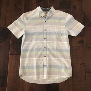 Van’s; size M; 100% cotton; green, blue, grey/purple-ish stripes; no stains